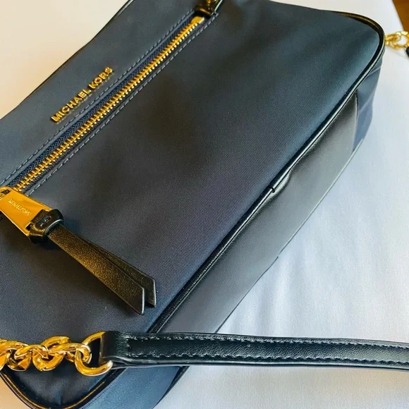 Michael Kors Midnight Blue Crossbody Bag with Gold Accents